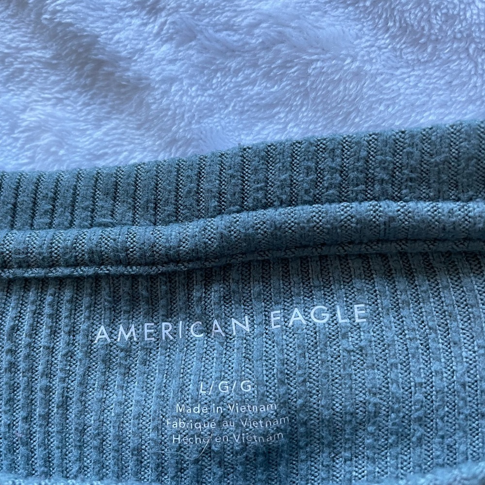 American Eagle Soft Green Ribbed Top - Picture 3 of 4